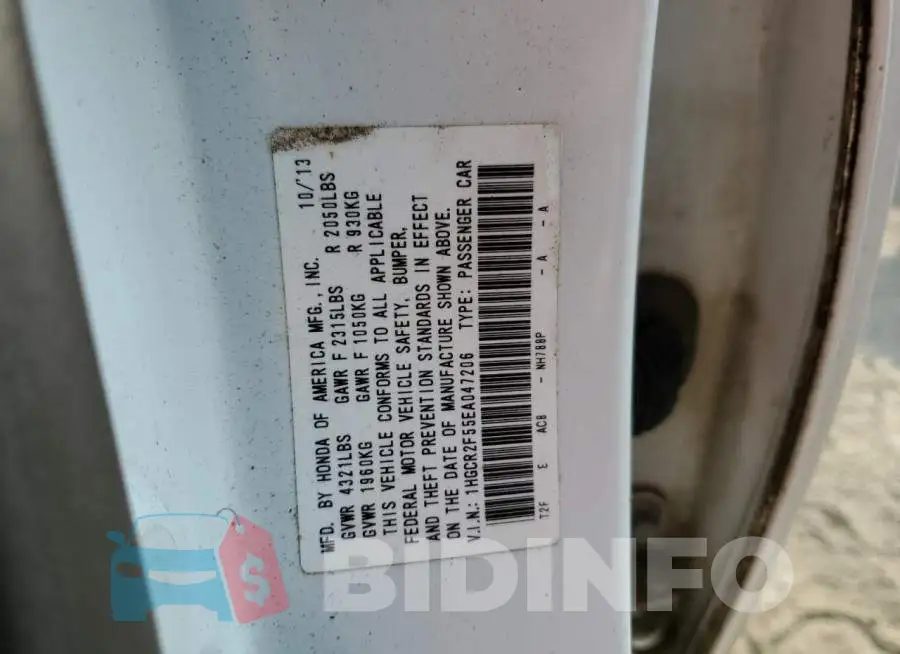 1HGCR2F55EA047206 Photo# 13