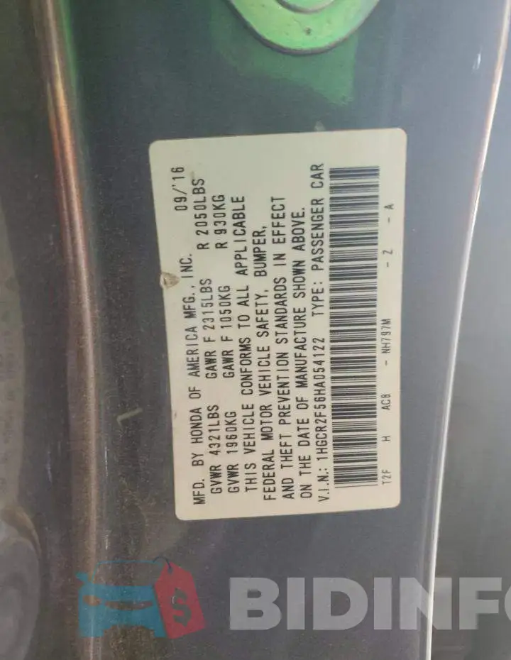 1HGCR2F56HA054122 Photo# 13