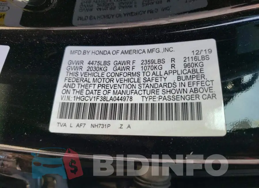 1HGCV1F38LA044978 Photo# 12