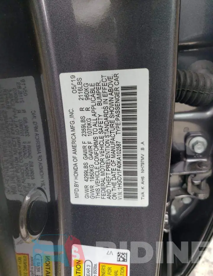 1HGCV1F40KA102587 Photo# 12