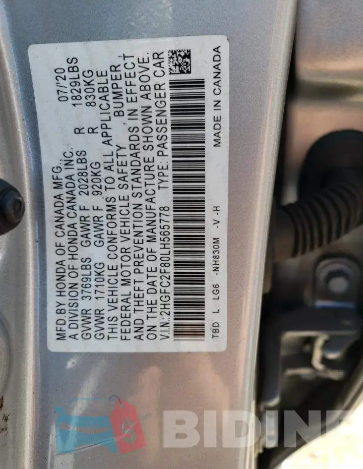 2HGFC2F80LH565778 Photo# 12