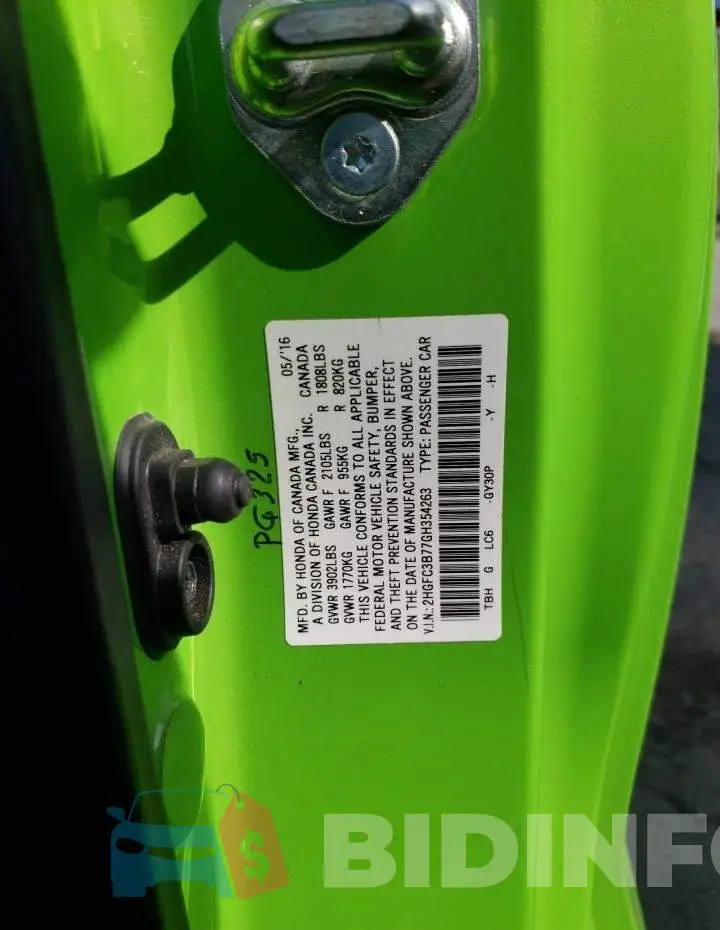 2HGFC3B77GH354263 Photo# 12