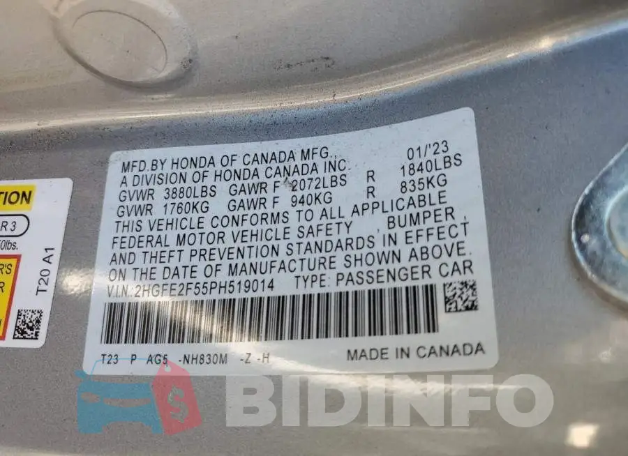 2HGFE2F55PH519014 Photo# 12