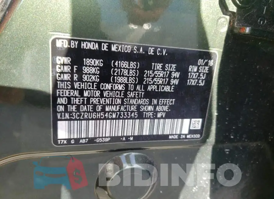 3CZRU6H54GM733345 Photo# 13