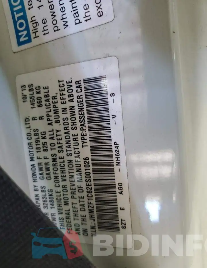 JHMZF1C62ES001026 Photo# 12