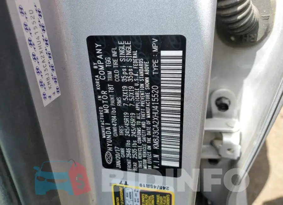 KM8J3CA2XHU415520 Photo# 13