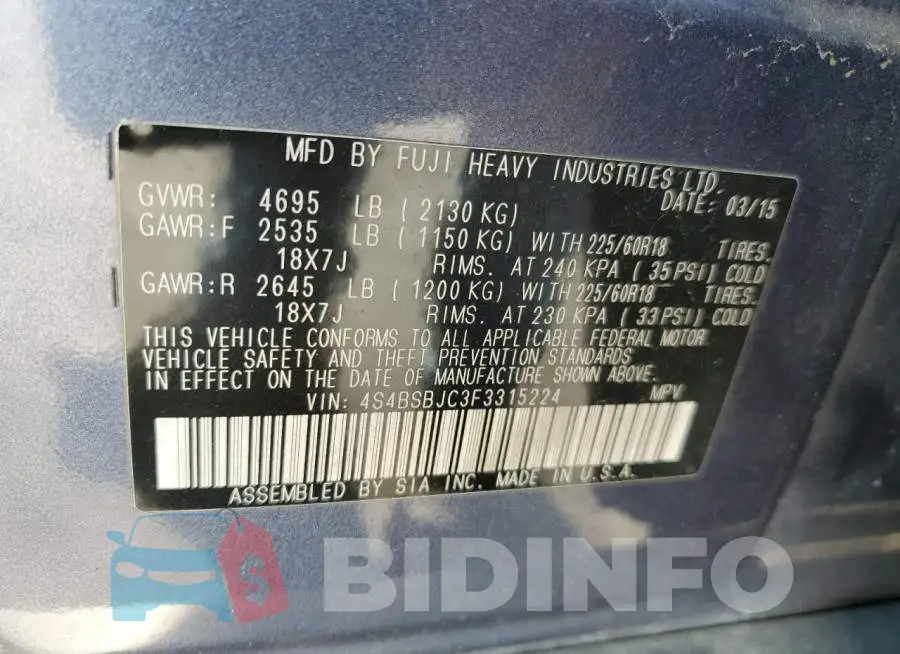 4S4BSBJC3F3315224 Photo# 14