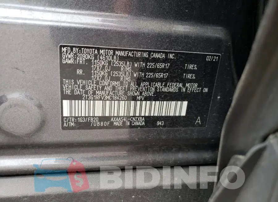 2T3G1RFV3MC184260 Photo# 12