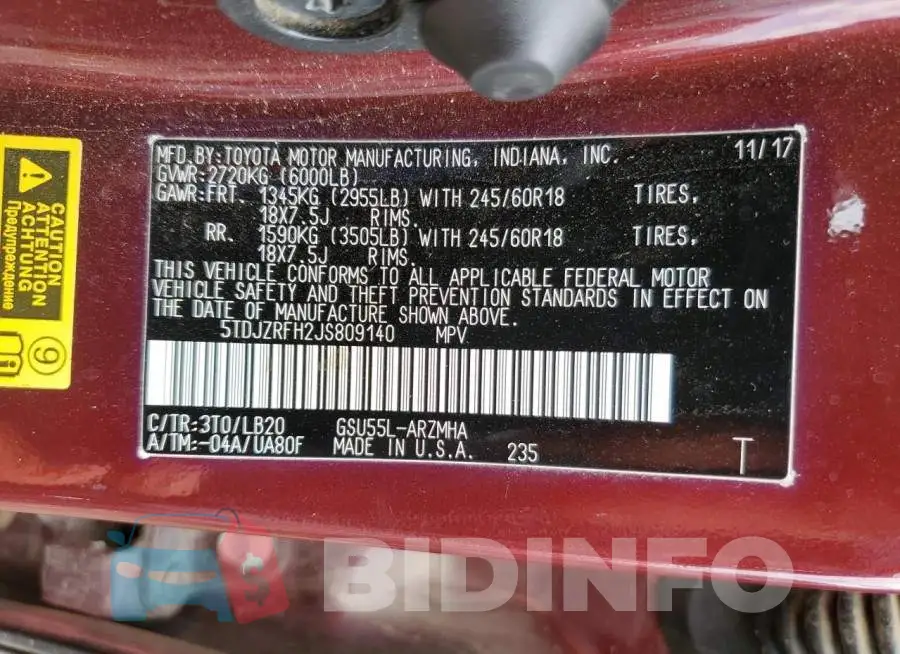 5TDJZRFH2JS809140 Photo# 12