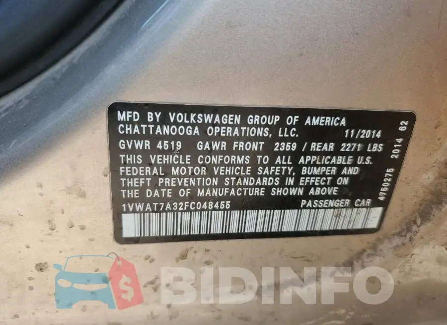 1VWAT7A32FC048455 Photo# 13