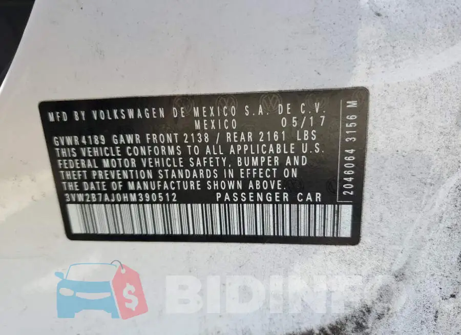 3VW2B7AJ0HM390512 Photo# 12