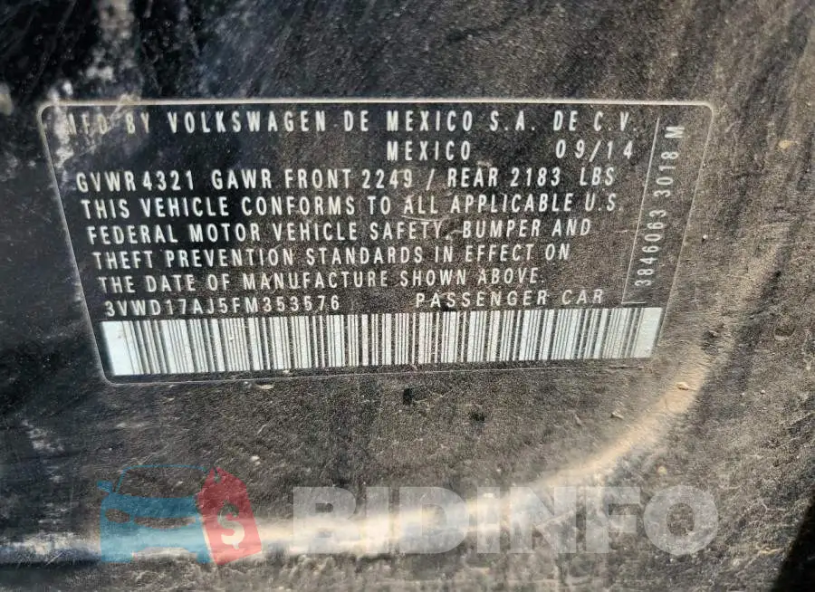 3VWD17AJ5FM353576 Photo# 12
