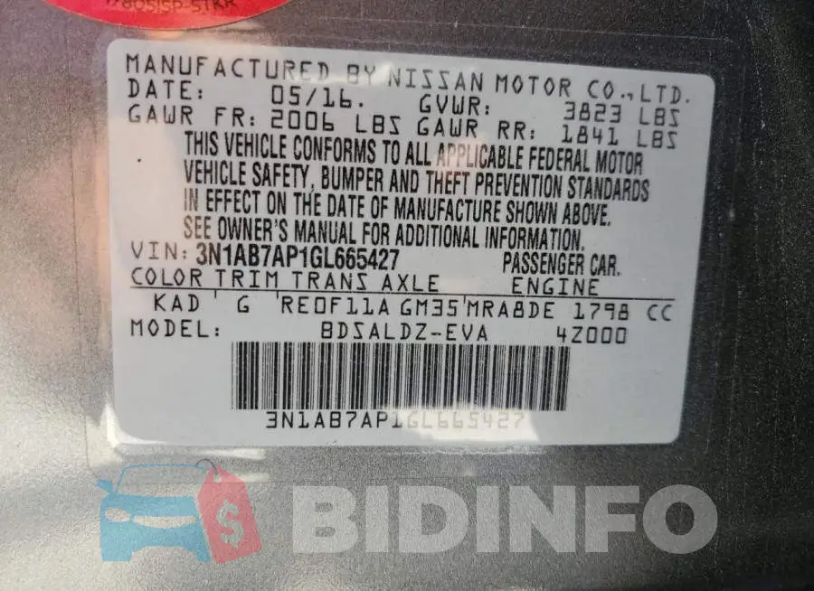 3N1AB7AP1GL665427 Photo# 13