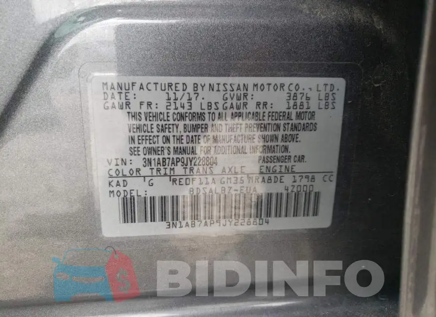 3N1AB7AP9JY228804 Photo# 12