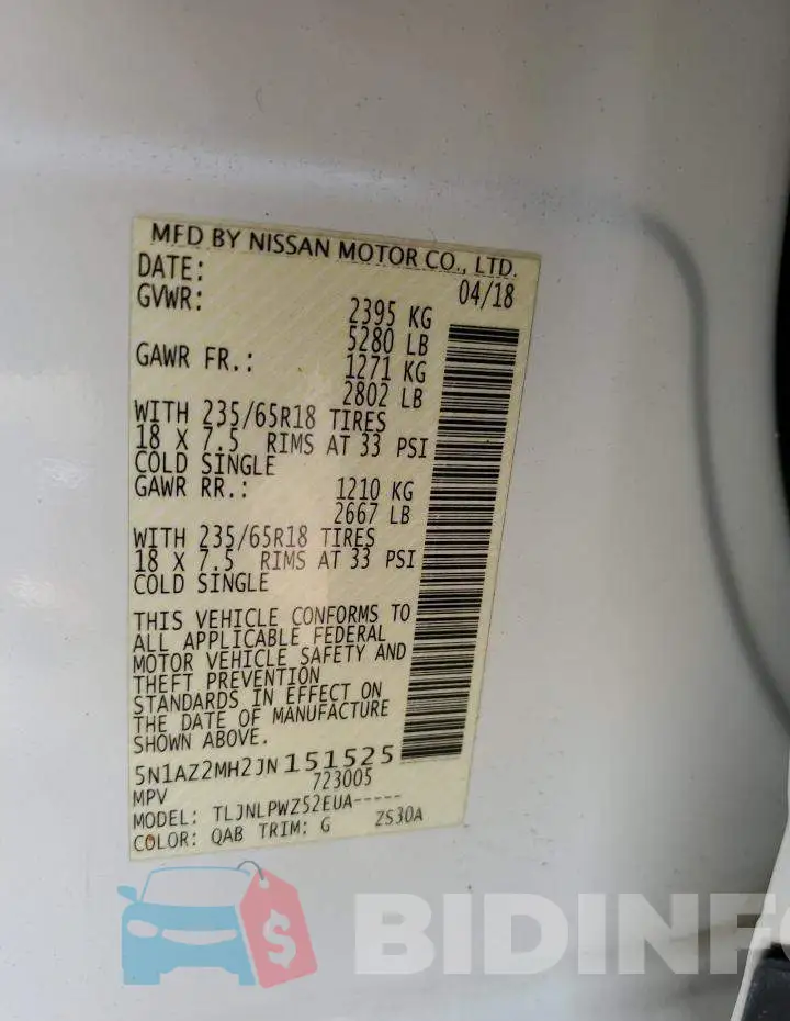 5N1AZ2MH2JN151525 Photo# 12
