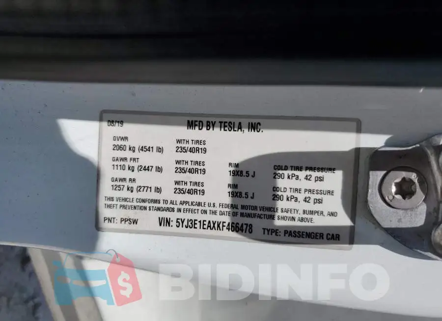 5YJ3E1EAXKF466478 Photo# 12