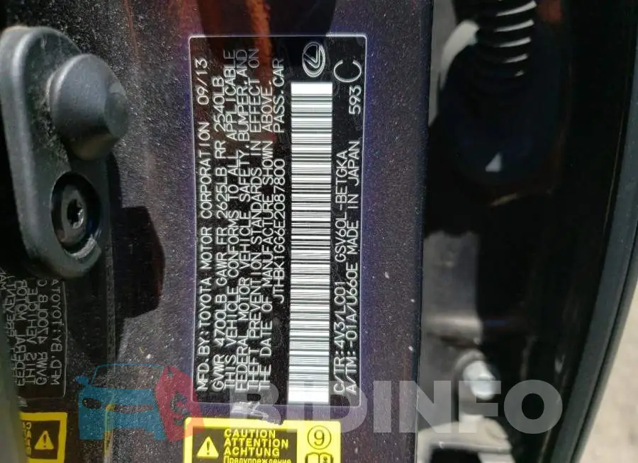 JTHBK1GG6E2087800 Photo# 12
