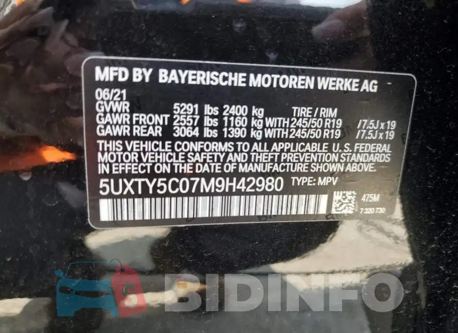 5UXTY5C07M9H42980 Photo# 13