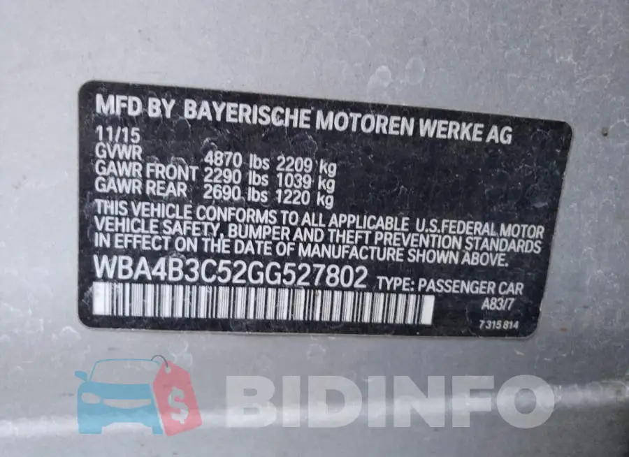 WBA4B3C52GG527802 Photo# 12