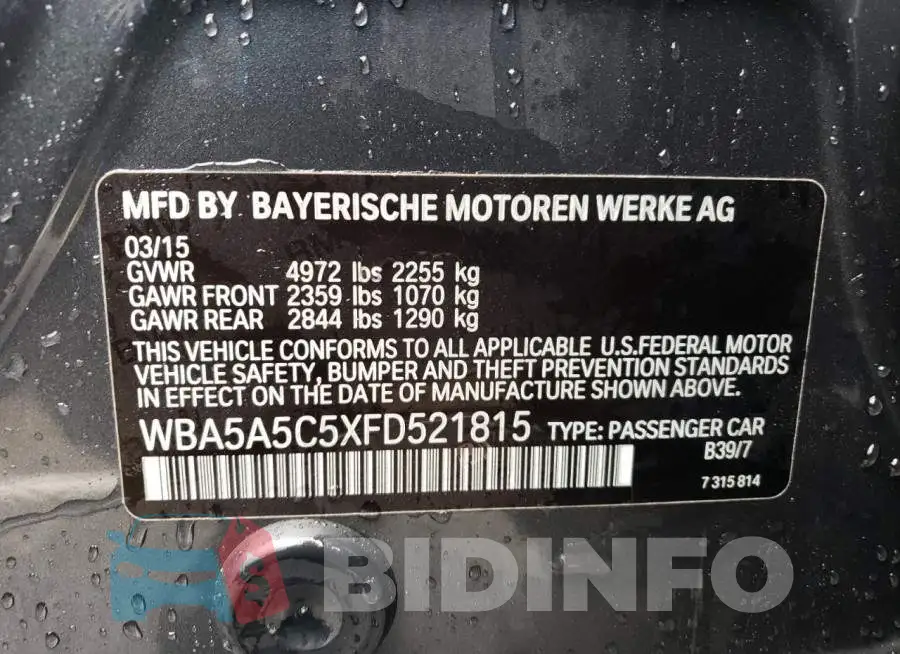 WBA5A5C5XFD521815 Photo# 12