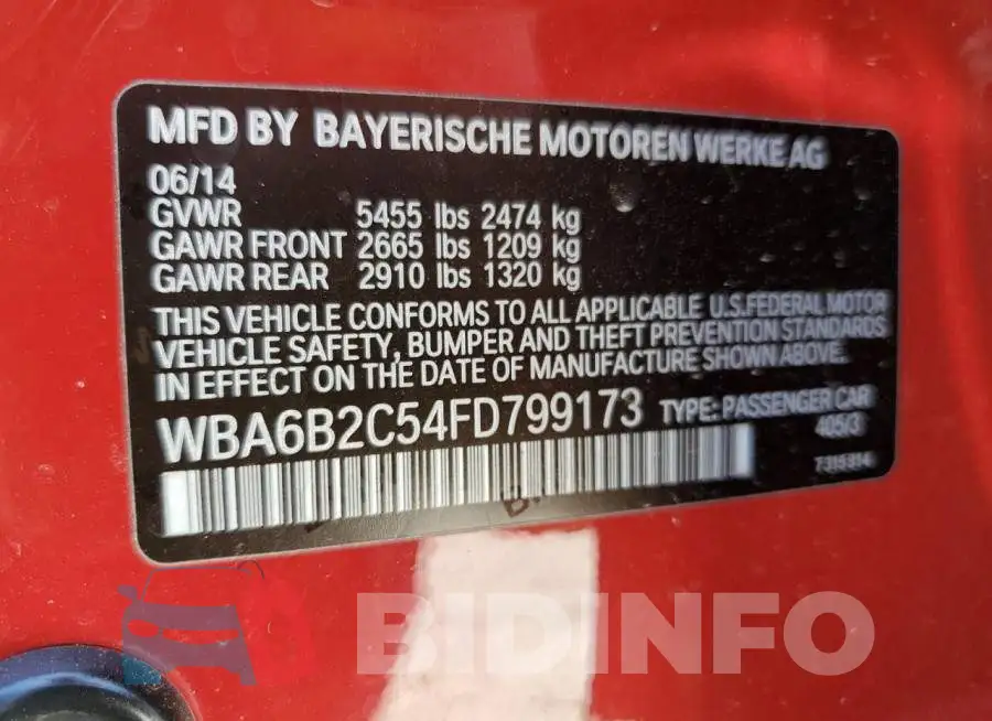 WBA6B2C54FD799173 Photo# 12