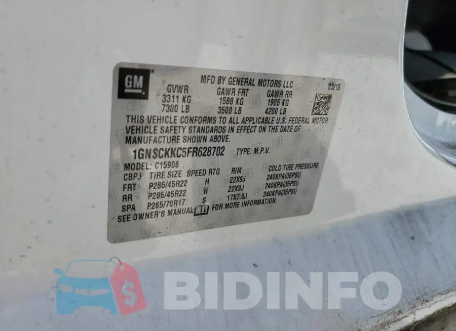 1GNSCKKC5FR628702 Photo# 12