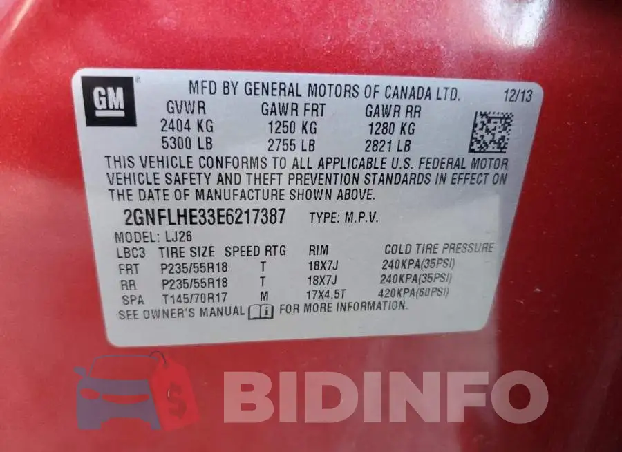 2GNFLHE33E6217387 Photo# 12