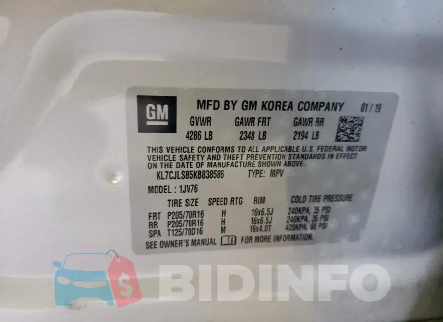 KL7CJLSB5KB838586 Photo# 13