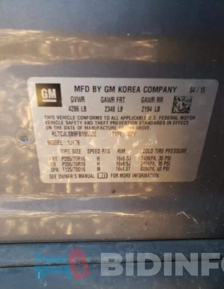 KL7CJLSB9FB195522 Photo# 13