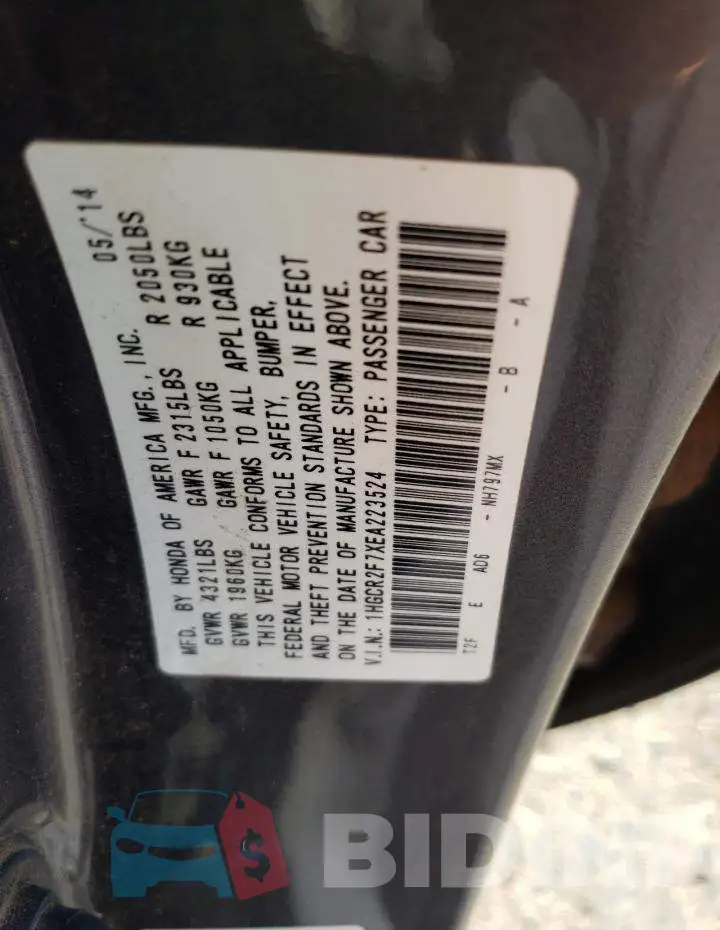 1HGCR2F7XEA223524 Photo# 12