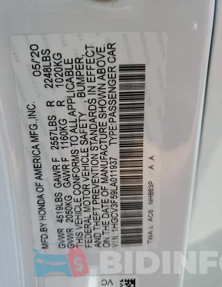 1HGCV3F59LA011937 Photo# 13