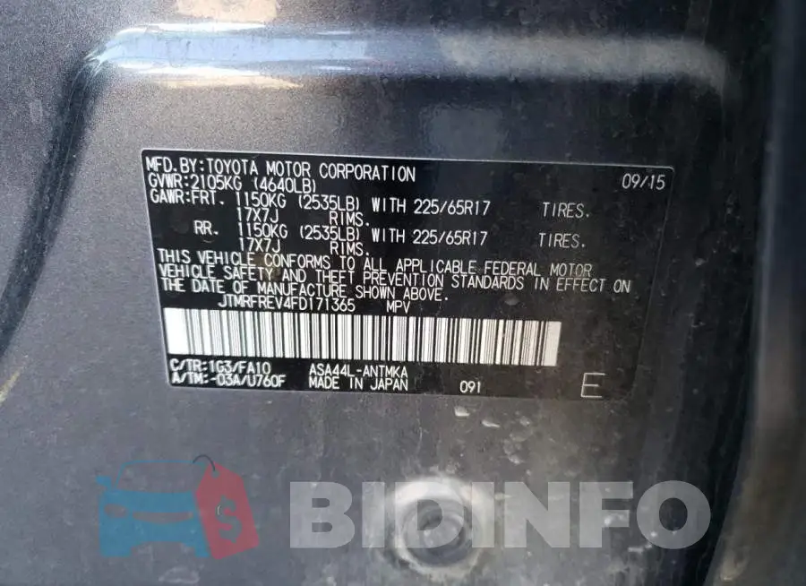 JTMRFREV4FD171365 Photo# 13