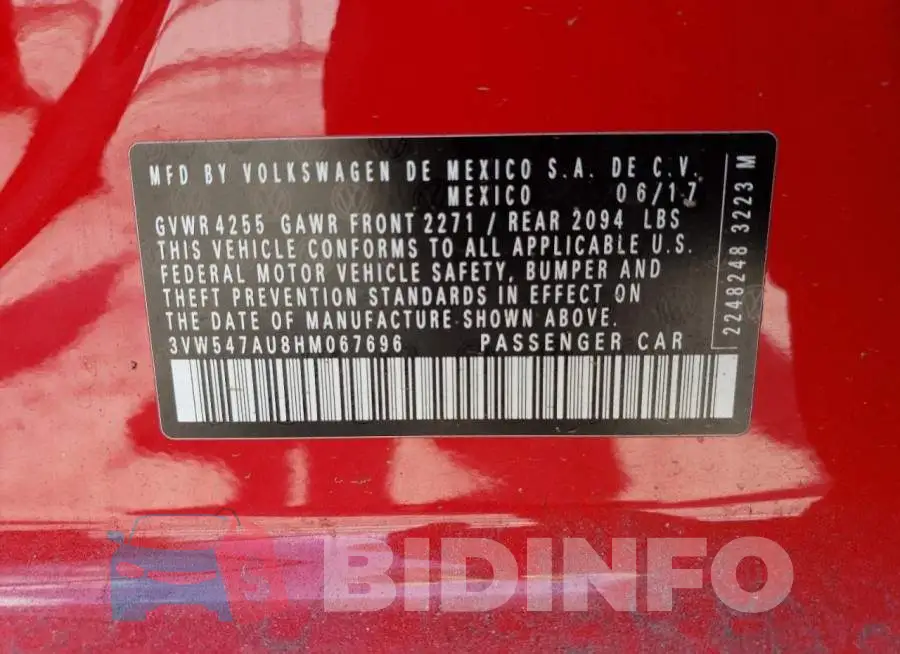 3VW547AU8HM067696 Photo# 13