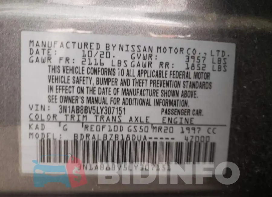 3N1AB8BV5LY307151 Photo# 12