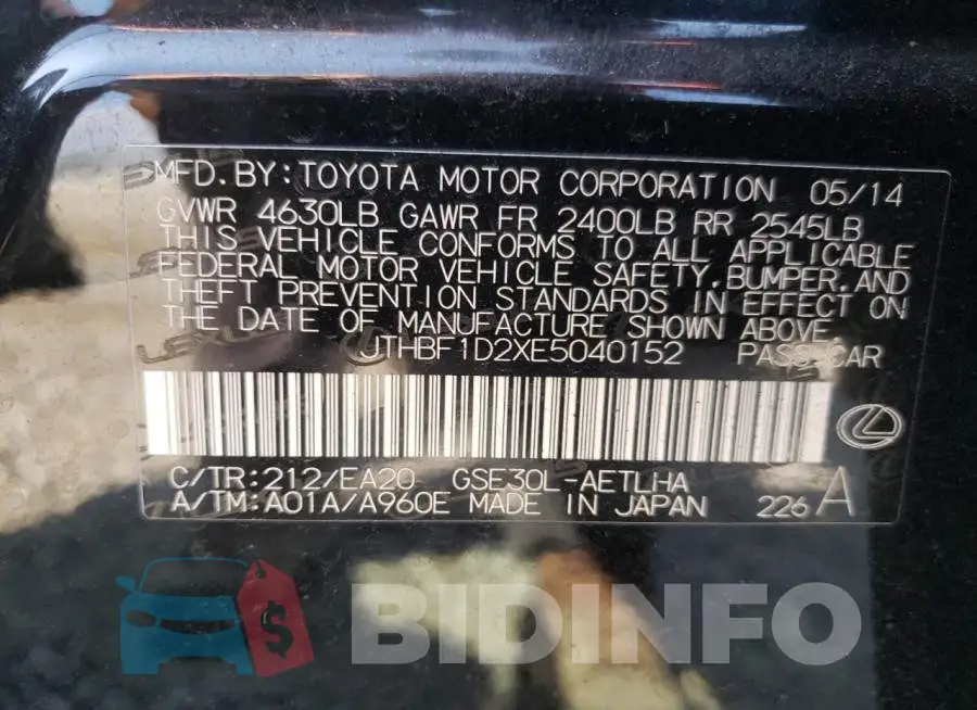 JTHBF1D2XE5040152 Photo# 12