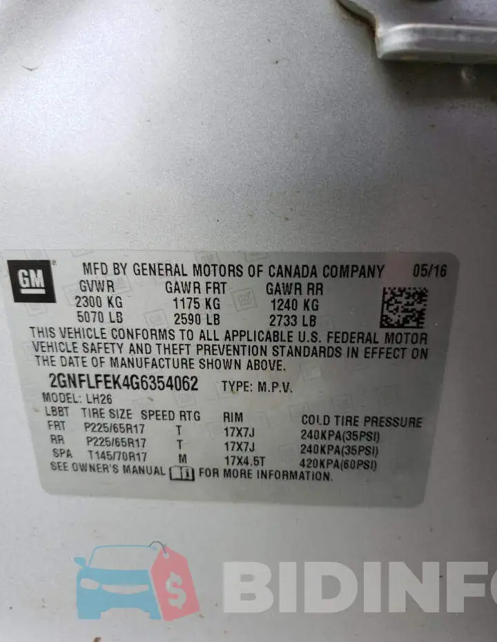 2GNFLFEK4G6354062 Photo# 13