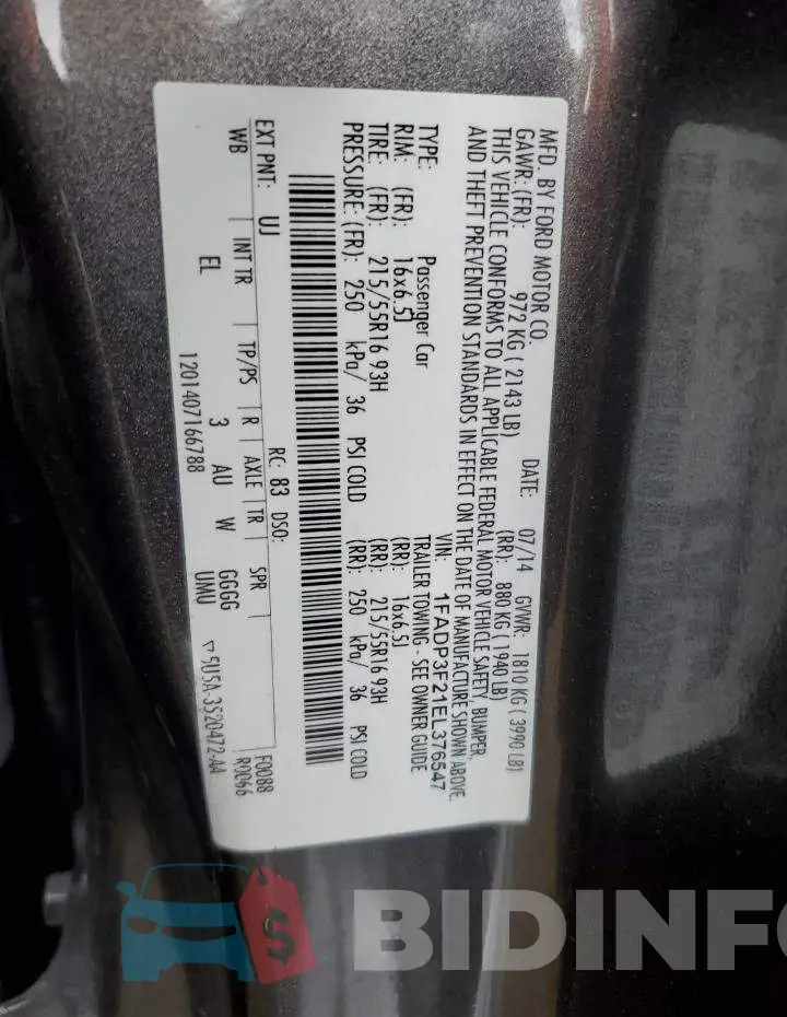 1FADP3F21EL376547 Photo# 12