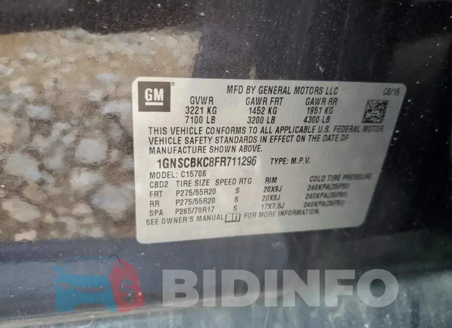 1GNSCBKC8FR711296 Photo# 14