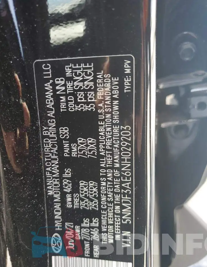 5NMJF3AE6NH029203 Photo# 13