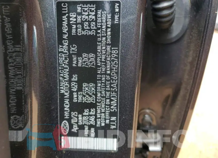 5NMJF3AE6PH257981 Photo# 12
