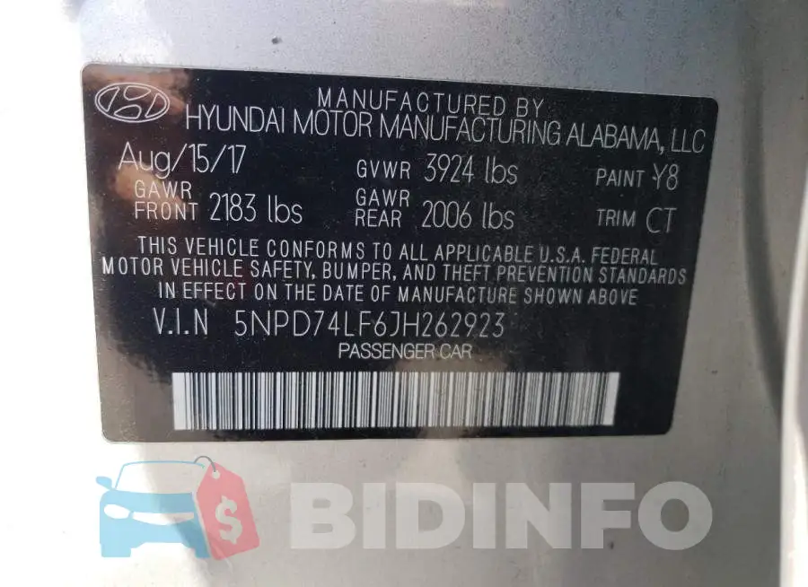 5NPD74LF6JH262923 Photo# 12