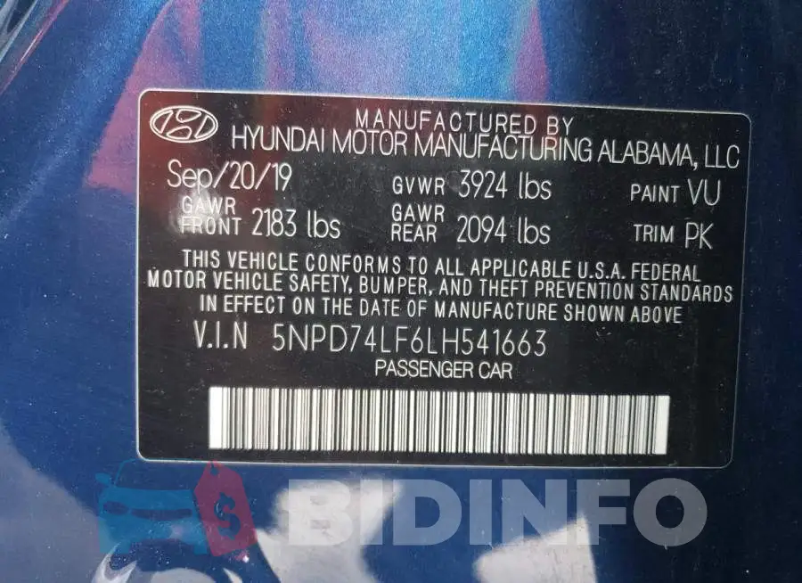 5NPD74LF6LH541663 Photo# 12
