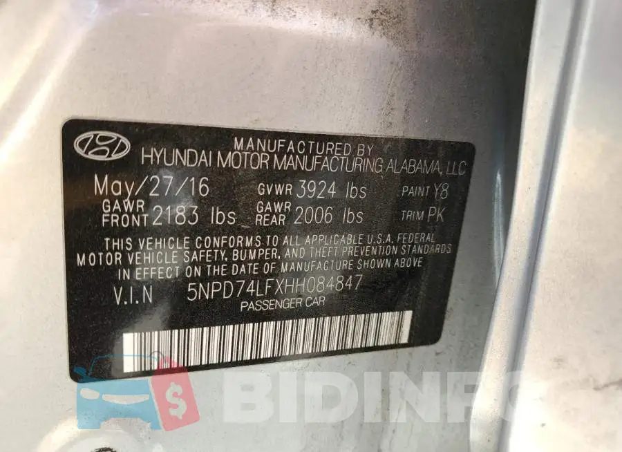 5NPD74LFXHH084847 Photo# 12