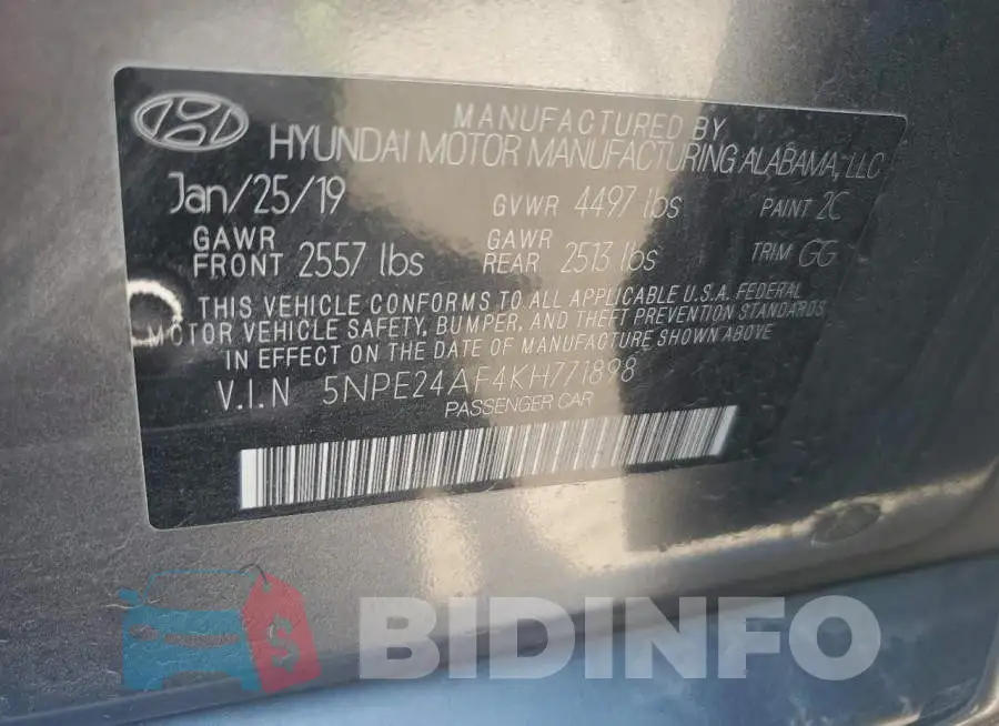 5NPE24AF4KH771898 Photo# 12