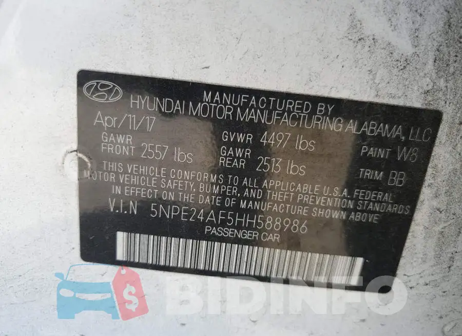 5NPE24AF5HH588986 Photo# 13