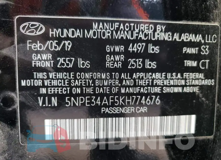 5NPE34AF5KH774676 Photo# 13