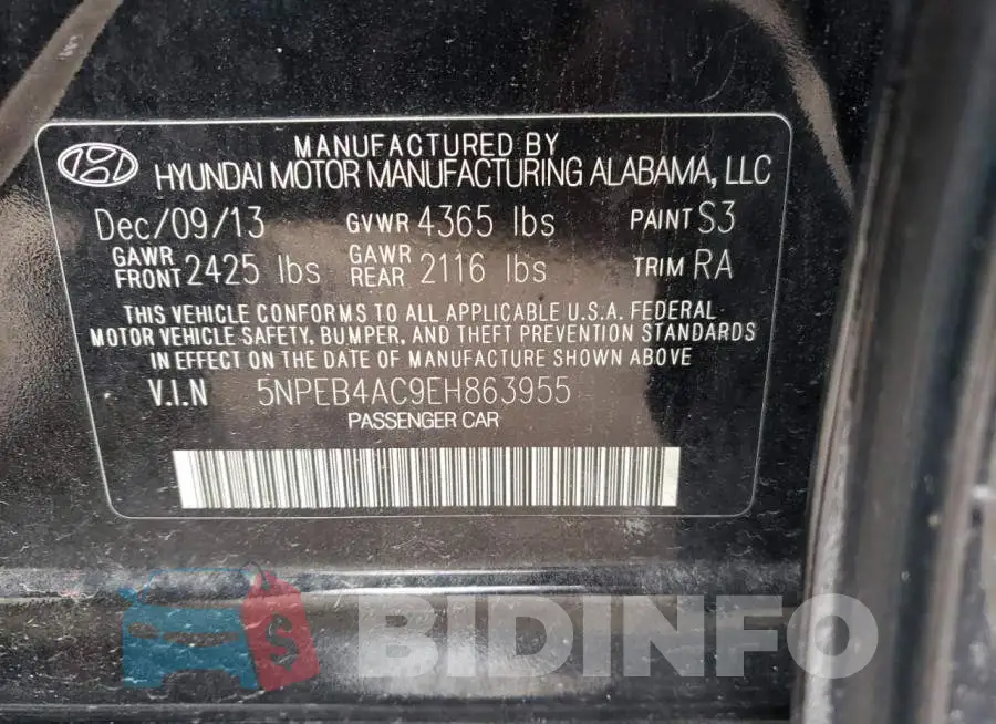 5NPEB4AC9EH863955 Photo# 12