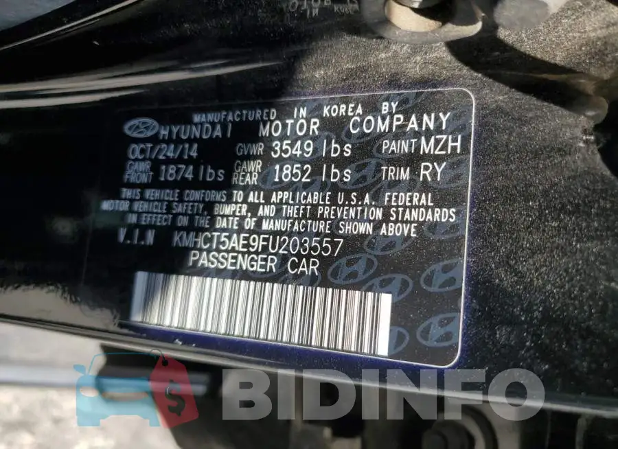 KMHCT5AE9FU203557 Photo# 12