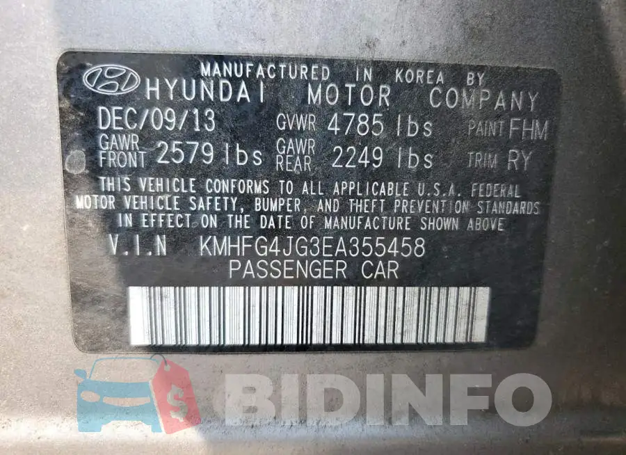 KMHFG4JG3EA355458 Photo# 12
