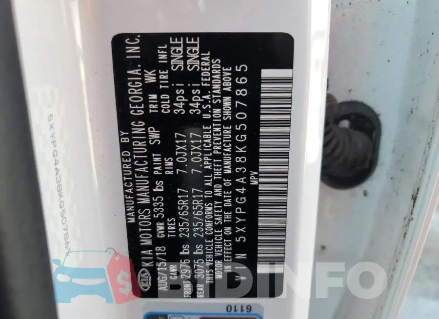 5XYPG4A38KG507865 Photo# 13